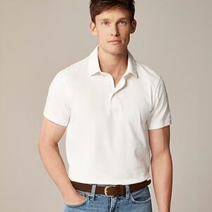 JCrew Polo Shirt Mens Medium Ivory Classic Sueded Cotton Polo